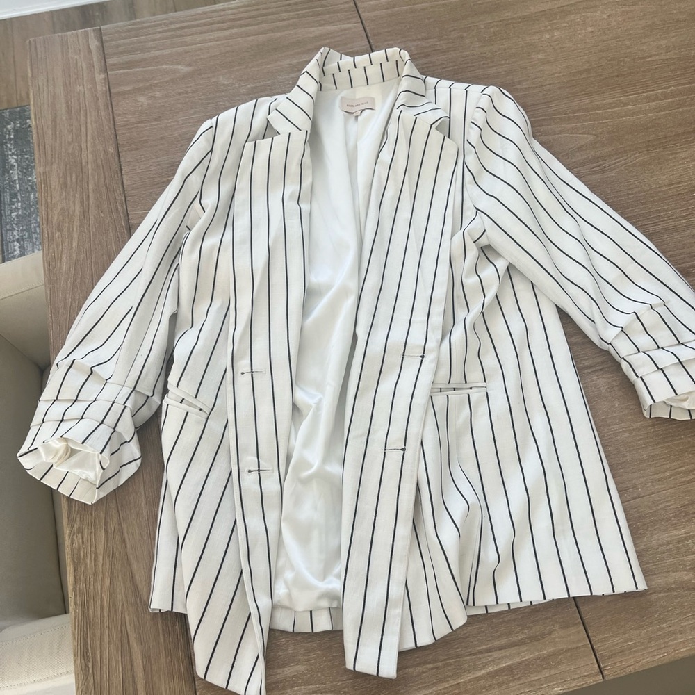 Women's Striped Blazer - White and Black